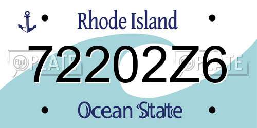 72202Z6 Rhode Island License Plate