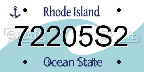 72205S2 Rhode Island License Plate