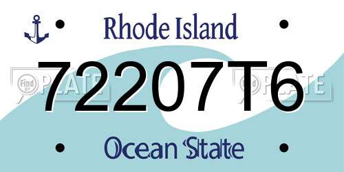 72207T6 Rhode Island License Plate