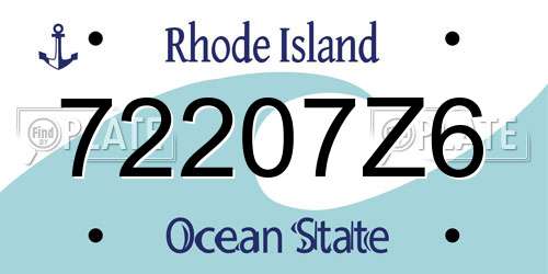 72207Z6 Rhode Island License Plate