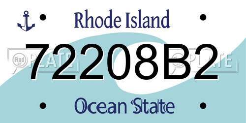 72208B2 Rhode Island License Plate