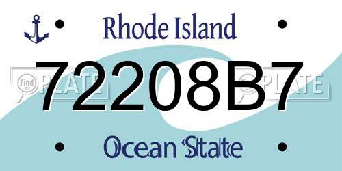 72208B7 Rhode Island License Plate