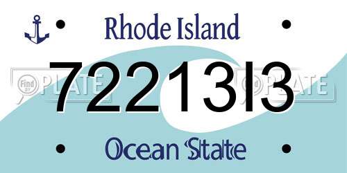 72213I3 Rhode Island License Plate