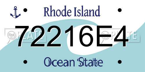 72216E4 Rhode Island License Plate