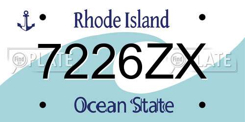 7226ZX Rhode Island License Plate