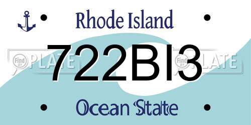 722BI3 Rhode Island License Plate