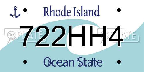 722HH4 Rhode Island License Plate