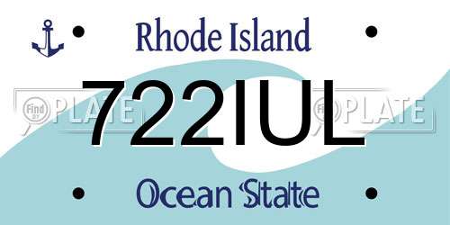 722IUL Rhode Island License Plate