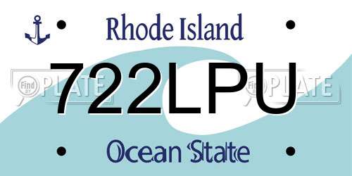 722LPU Rhode Island License Plate