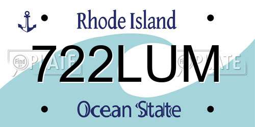 722LUM Rhode Island License Plate
