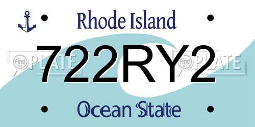 722RY2 Rhode Island License Plate