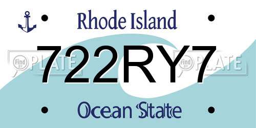 722RY7 Rhode Island License Plate