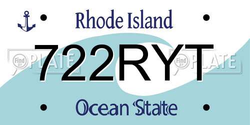 722RYT Rhode Island License Plate