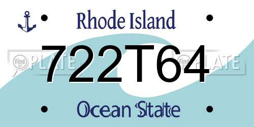 722T64 Rhode Island License Plate