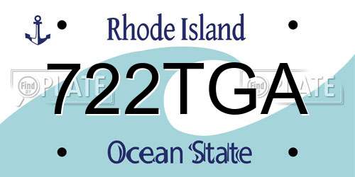 722TGA Rhode Island License Plate