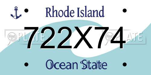 722X74 Rhode Island License Plate