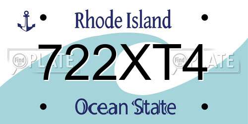 722XT4 Rhode Island License Plate