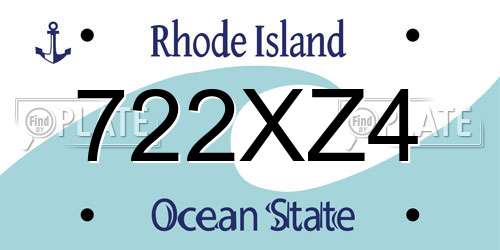 722XZ4 Rhode Island License Plate