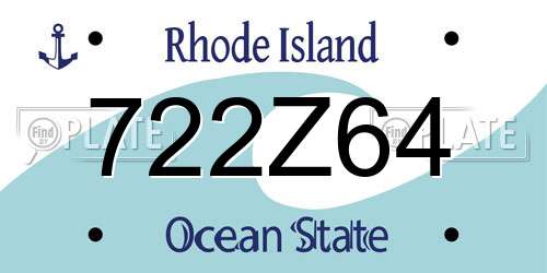 722Z64 Rhode Island License Plate