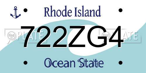 722ZG4 Rhode Island License Plate