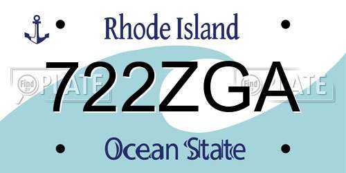 722ZGA Rhode Island License Plate