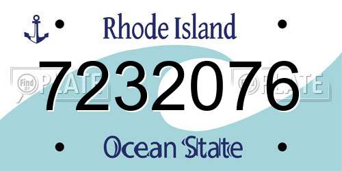 7232076 Rhode Island License Plate