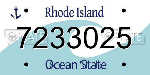 7233025 Rhode Island License Plate