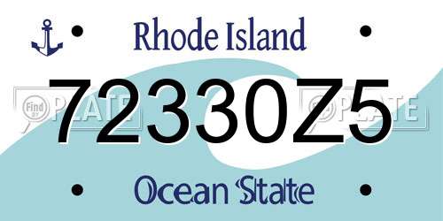 72330Z5 Rhode Island License Plate