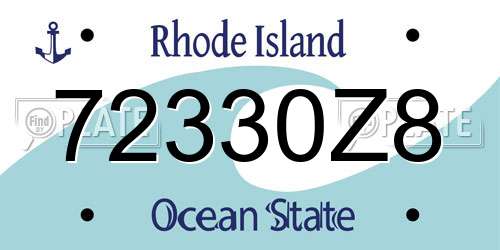 72330Z8 Rhode Island License Plate