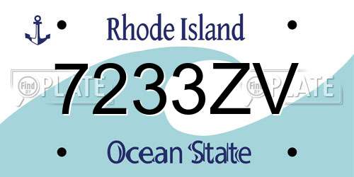 7233ZV Rhode Island License Plate