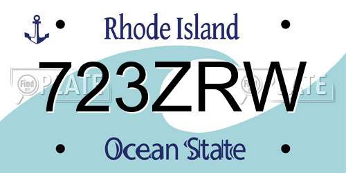 723ZRW Rhode Island License Plate
