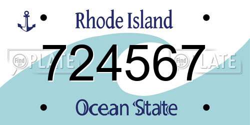 724567 Rhode Island License Plate