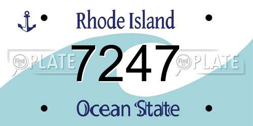 7247 Rhode Island License Plate