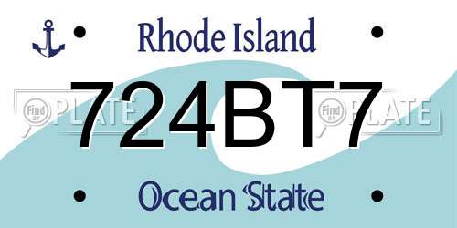 724BT7 Rhode Island License Plate