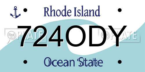 724ODY Rhode Island License Plate