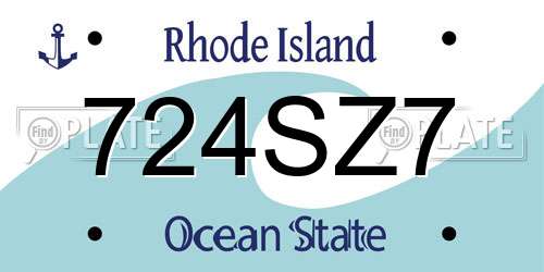 724SZ7 Rhode Island License Plate
