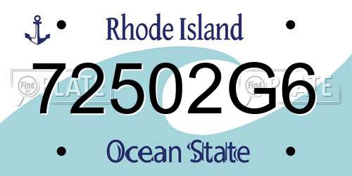 72502G6 Rhode Island License Plate