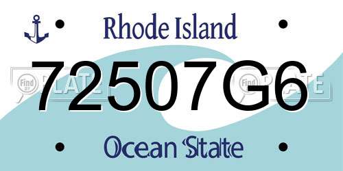 72507G6 Rhode Island License Plate