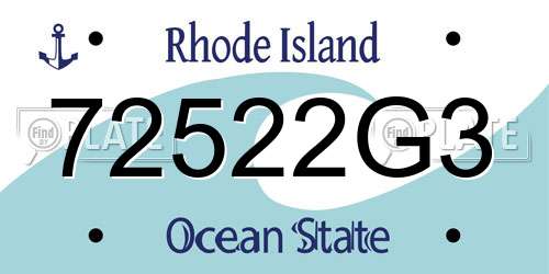 72522G3 Rhode Island License Plate