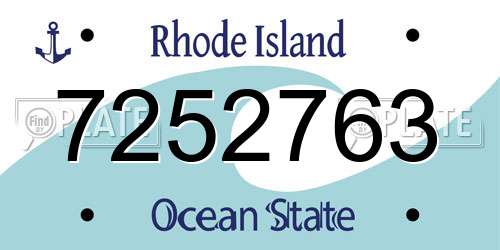 7252763 Rhode Island License Plate