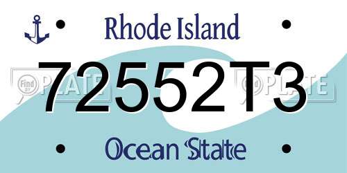 72552T3 Rhode Island License Plate