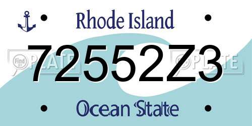 72552Z3 Rhode Island License Plate