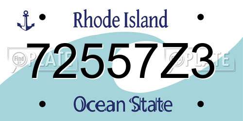 72557Z3 Rhode Island License Plate