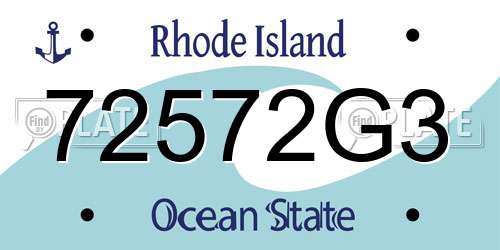 72572G3 Rhode Island License Plate