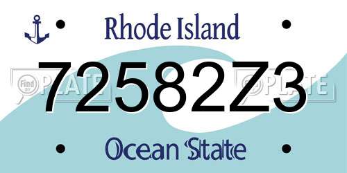 72582Z3 Rhode Island License Plate