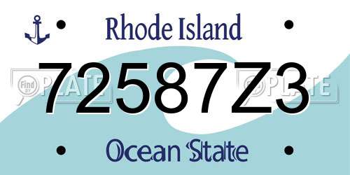 72587Z3 Rhode Island License Plate