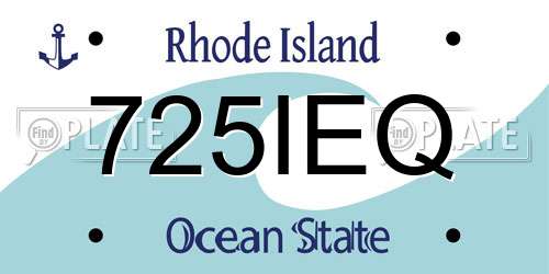 725IEQ Rhode Island License Plate