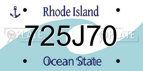 725J70 Rhode Island License Plate