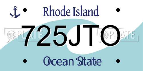 725JTO Rhode Island License Plate