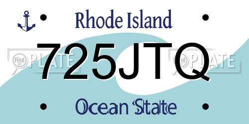 725JTQ Rhode Island License Plate